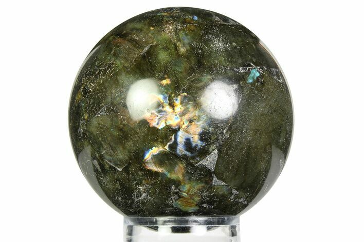 Flashy, Polished Labradorite Sphere - Great Color Play #355449